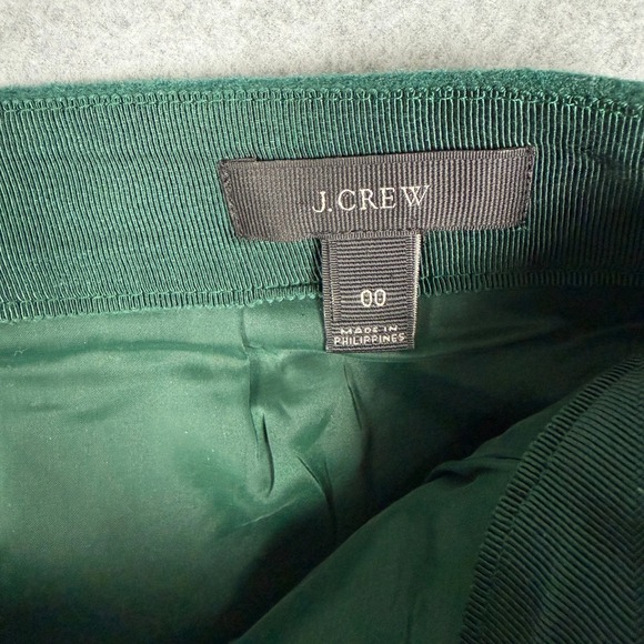 J Crew Mini Skirt Green Wool Blend Size 00 Business Casual Career - Picture 4 of 7